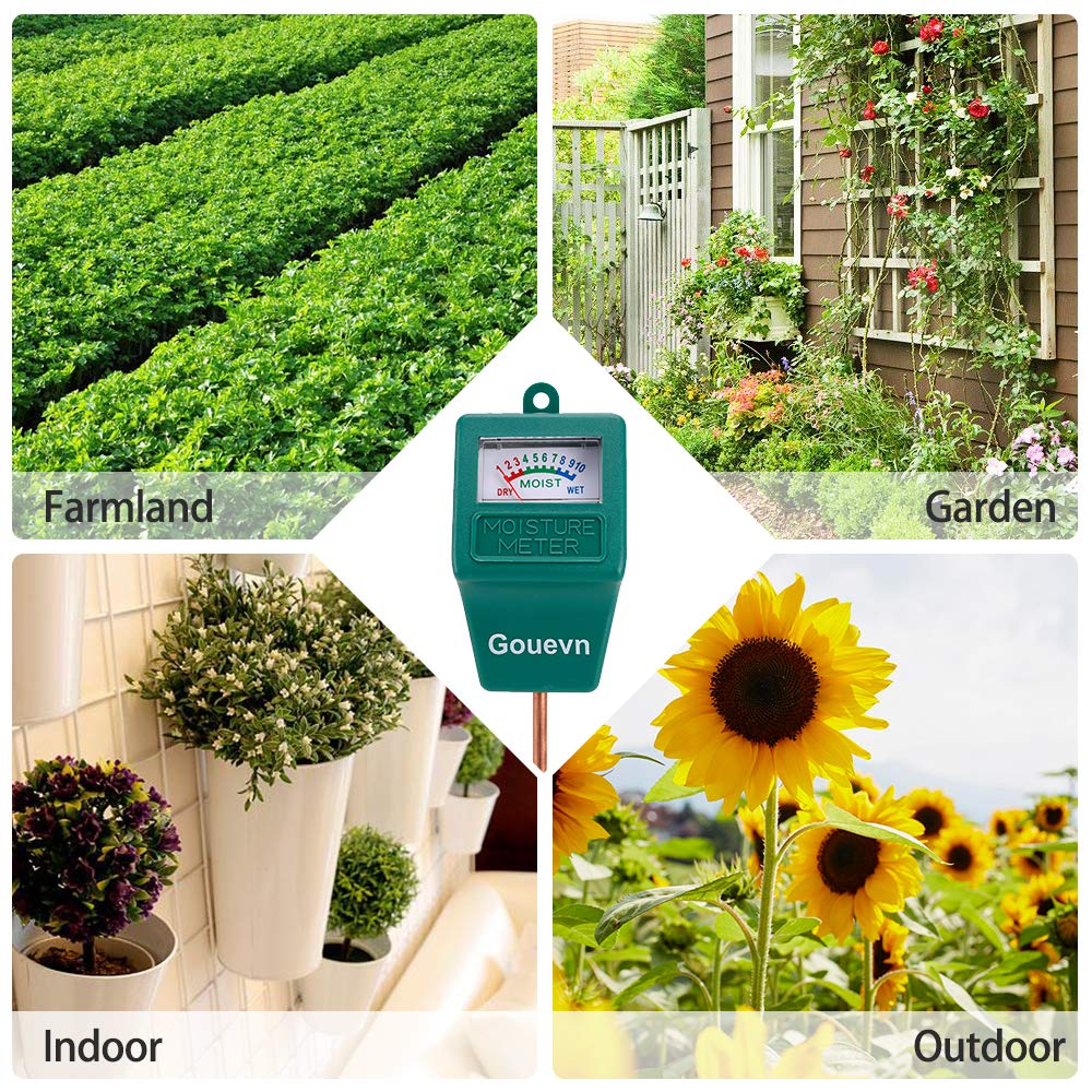 Gouevn moisture meter with printed watering guide for reference.