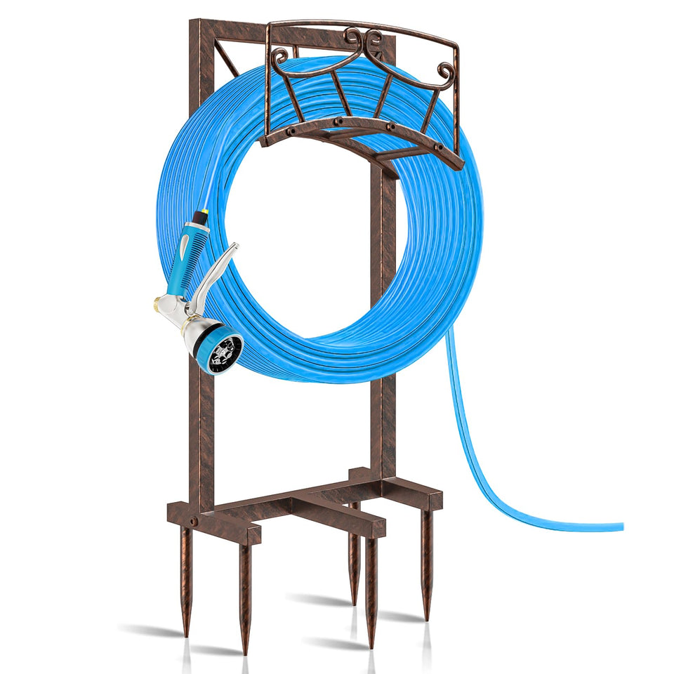 Gouisalin garden hose holder with base five spikes for stable storage.
