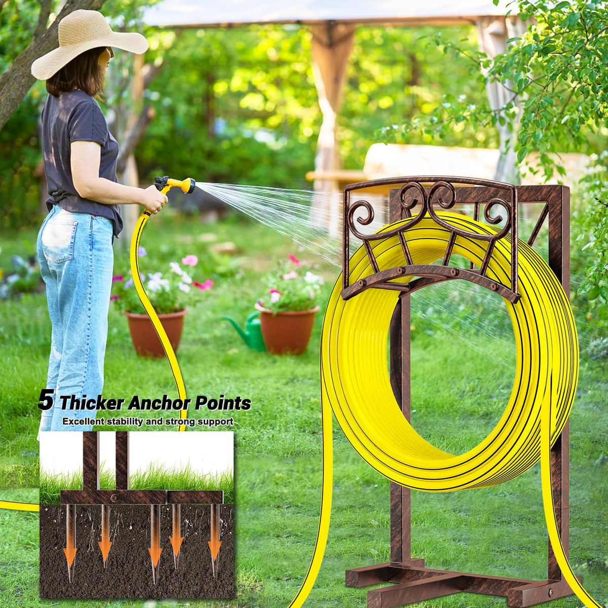 Gouisalin outdoor storage holds hoses, cords, and light tools for any yard