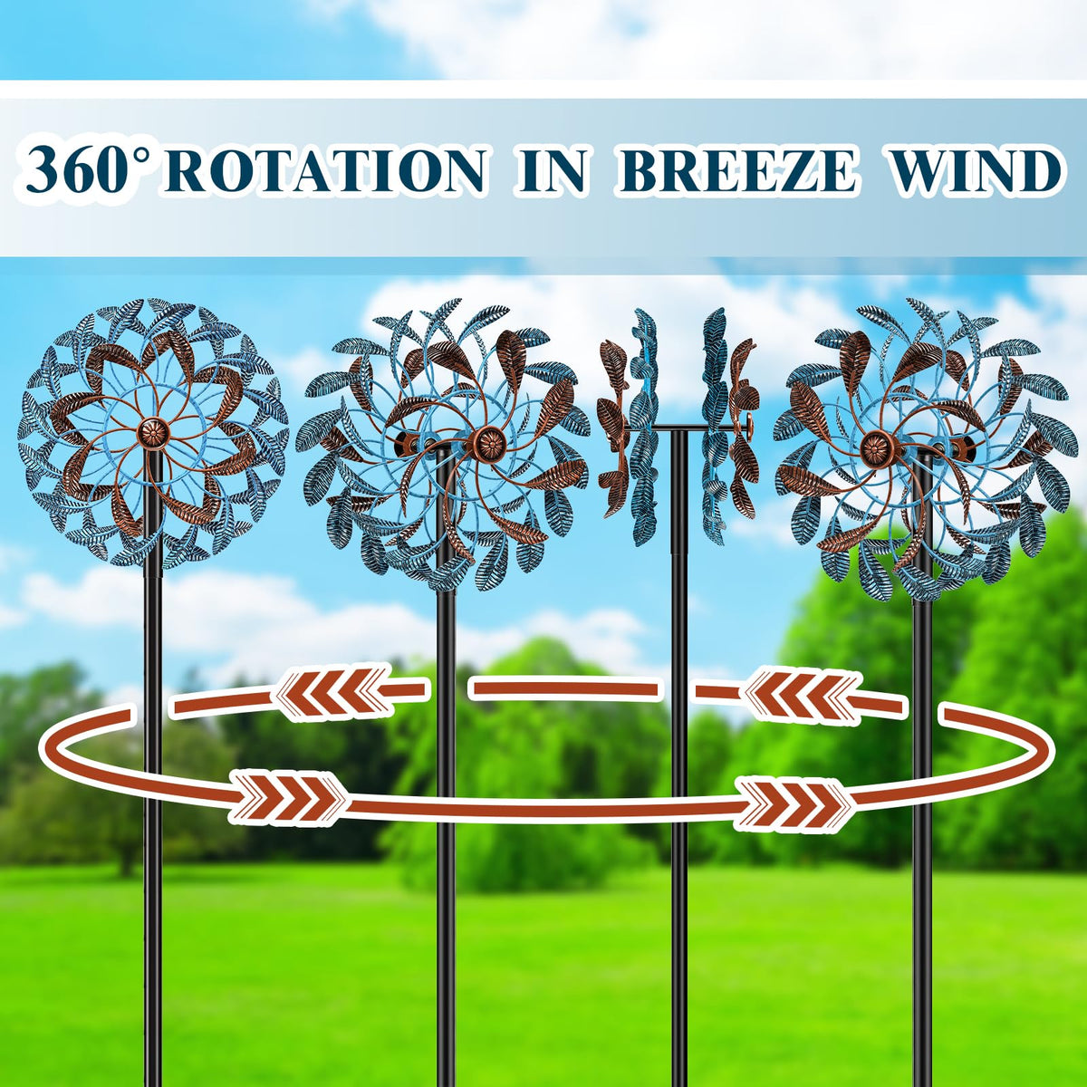 Gouisalin large wind sculpture at 63.2 inches adds standout yard presence.