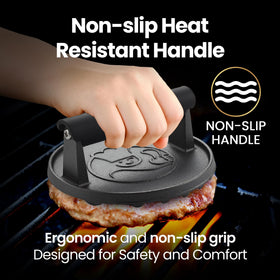 Gourmet Easy Heavy-iron press side view highlights mass for uniform thickness