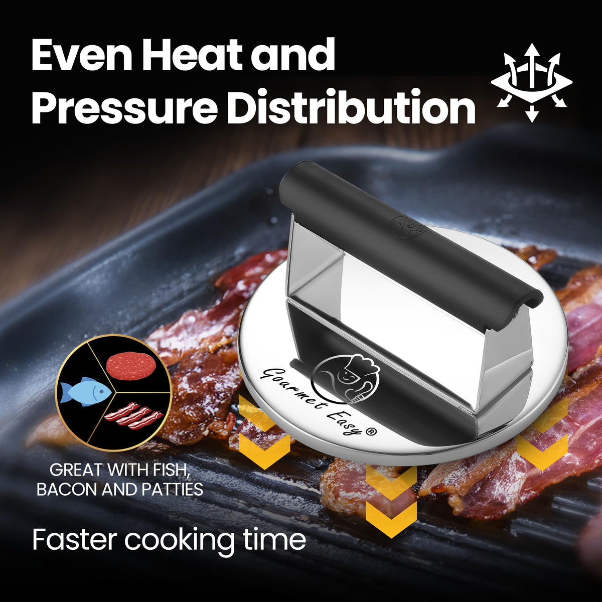 Gourmet Easy Smash Burger Press flat surface for easy release