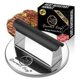 Gourmet Easy Smash Burger Press with stainless steel body for durable grilling