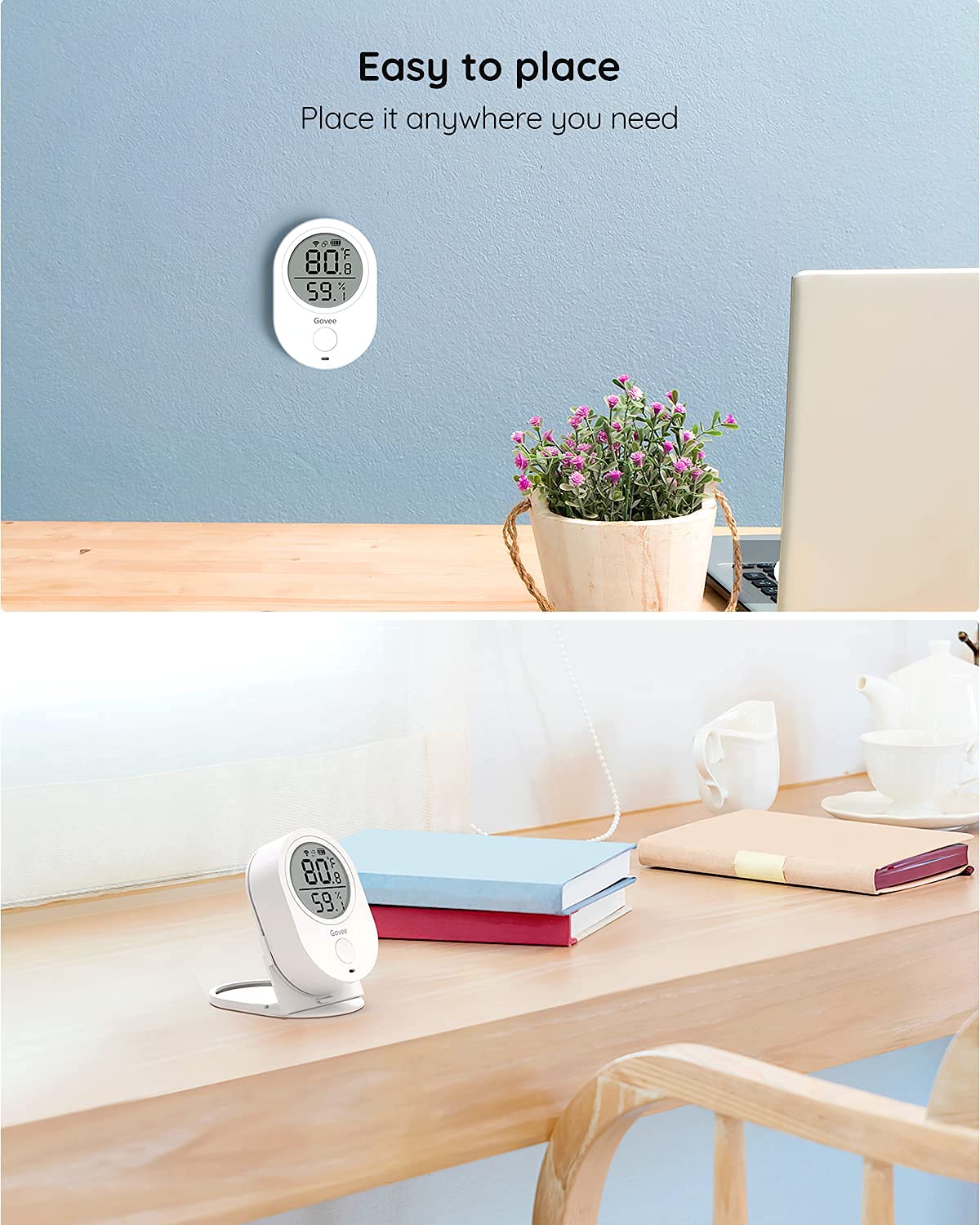 Govee H5051 Swiss-made sensor delivers accurate temperature and humidity readings.