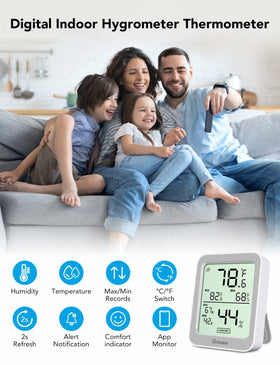 Govee H5075 shows Bluetooth range up to 196 ft for real-time alerts