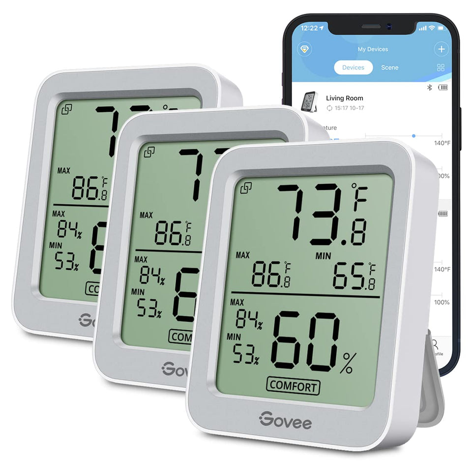 Govee H5075 indoor hygrometer with large LCD display for easy readings