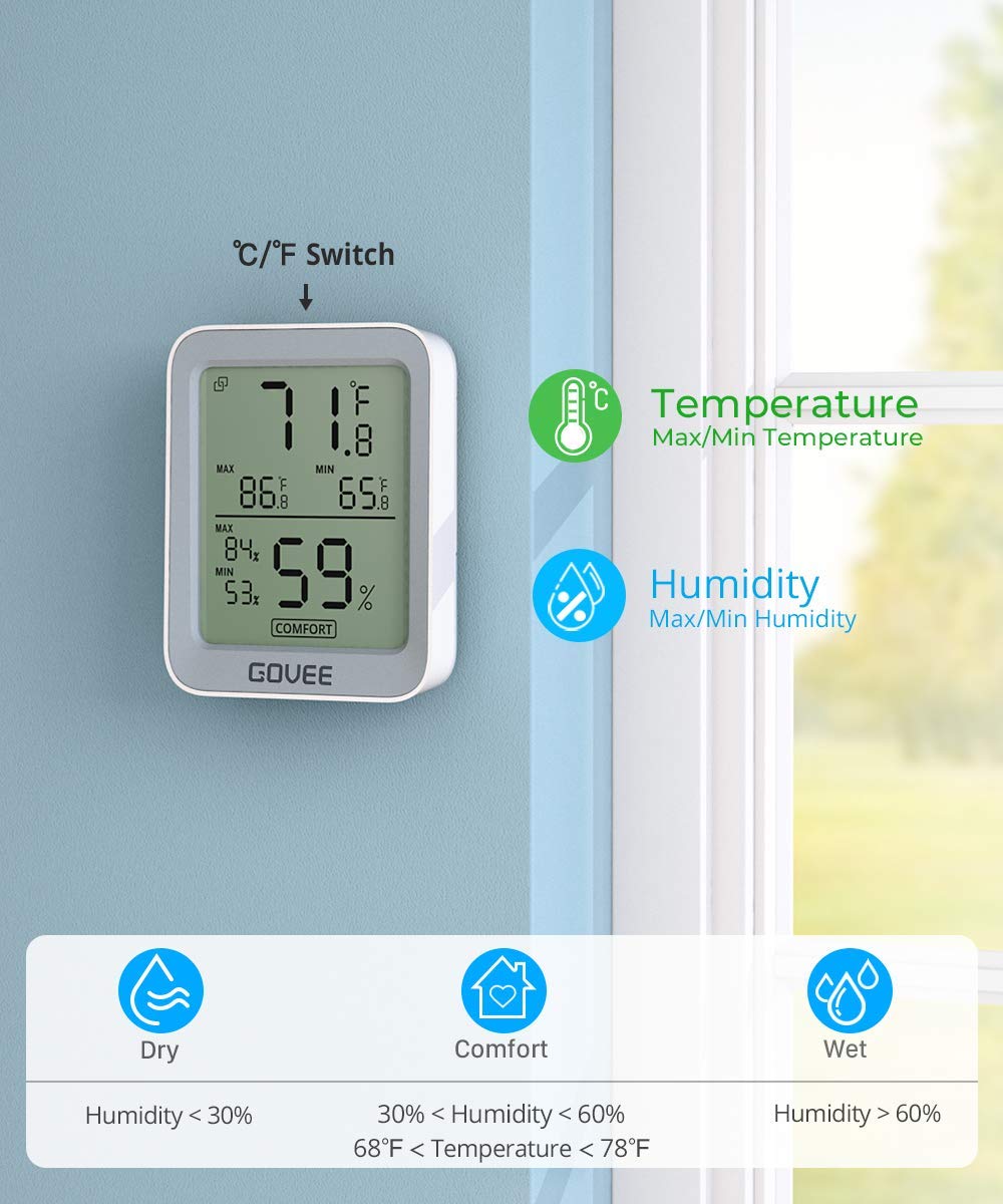Govee H5075 sends smart alerts when readings drift.