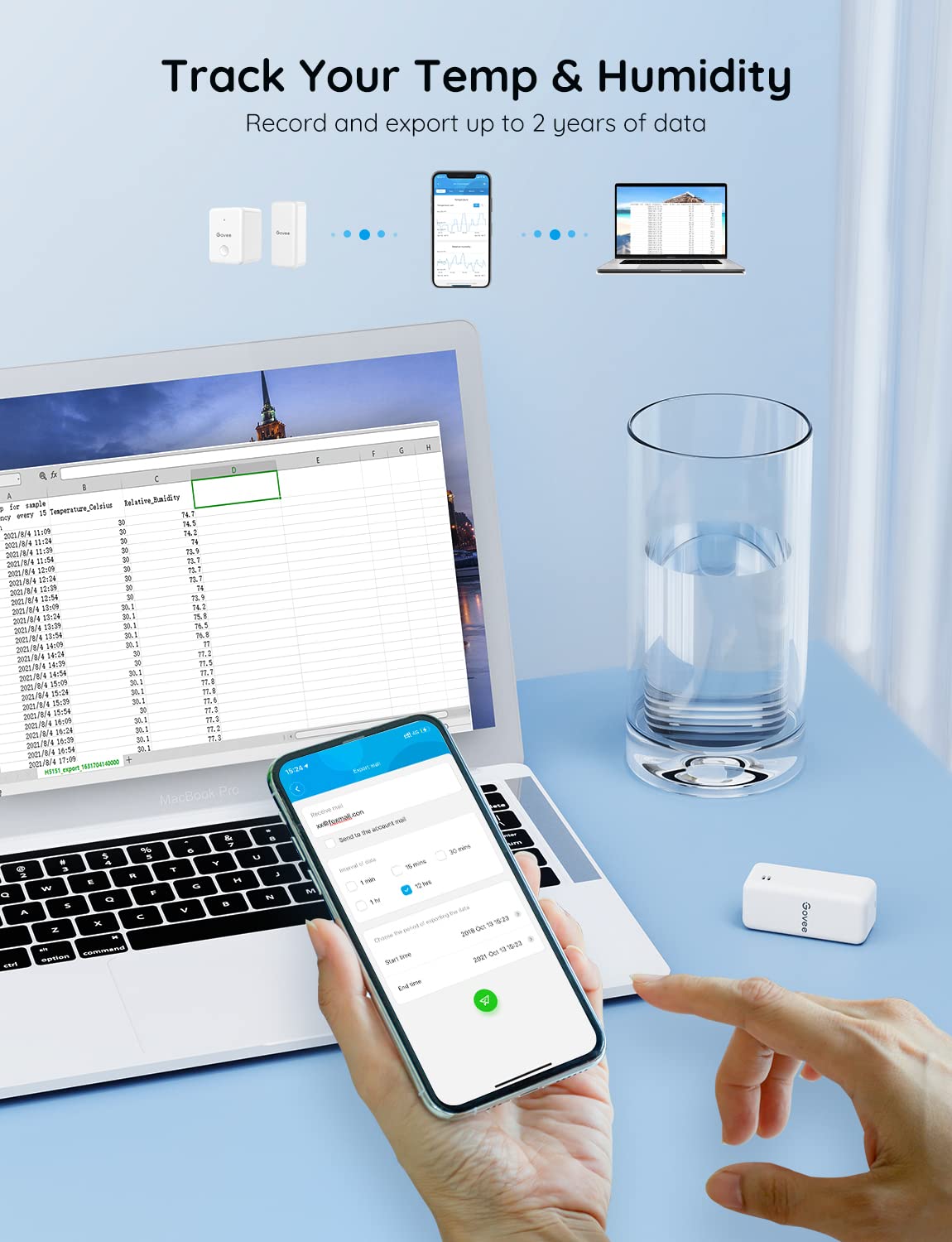 Govee H5100 data storage exports two years of records.