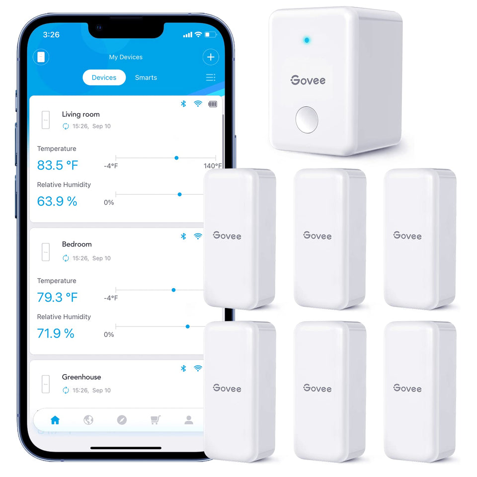 Govee H5100 WiFi hygrometer front view for easy home monitoring.