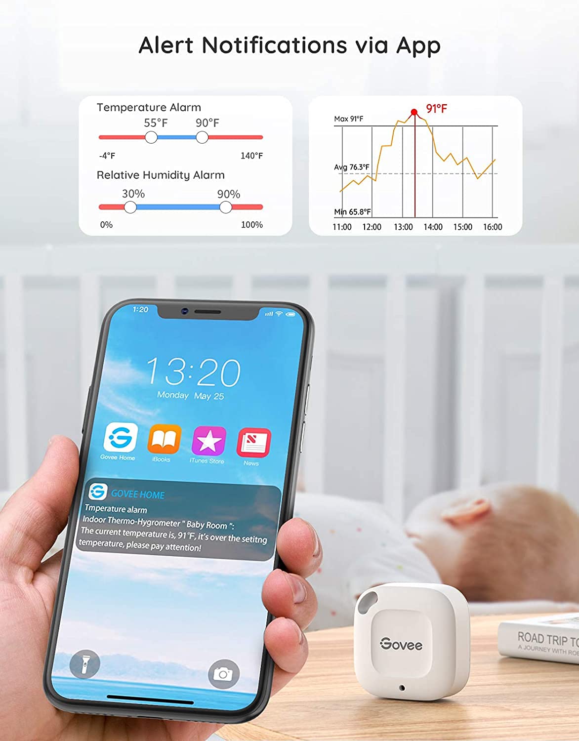 Govee hygrometer thermometer app control interface enables real-time monitoring from anywhere.