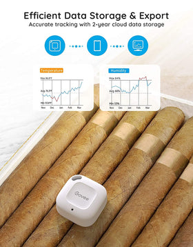 Govee hygrometer thermometer compact size fits desks, shelves, and portable use.