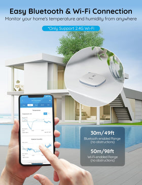 Govee device display and sensors highlight accurate climate monitoring in any room.