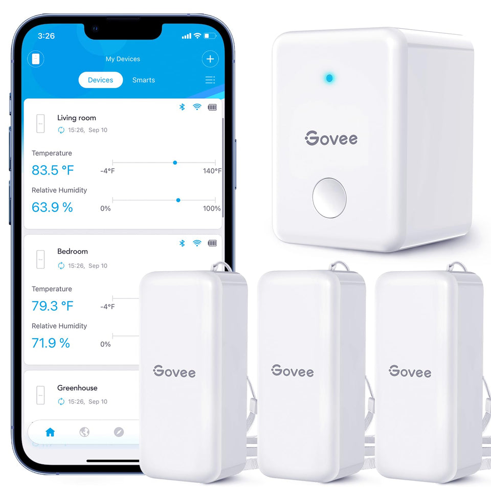 Govee WiFi Hygrometer pack with three sensors for remote home monitoring.