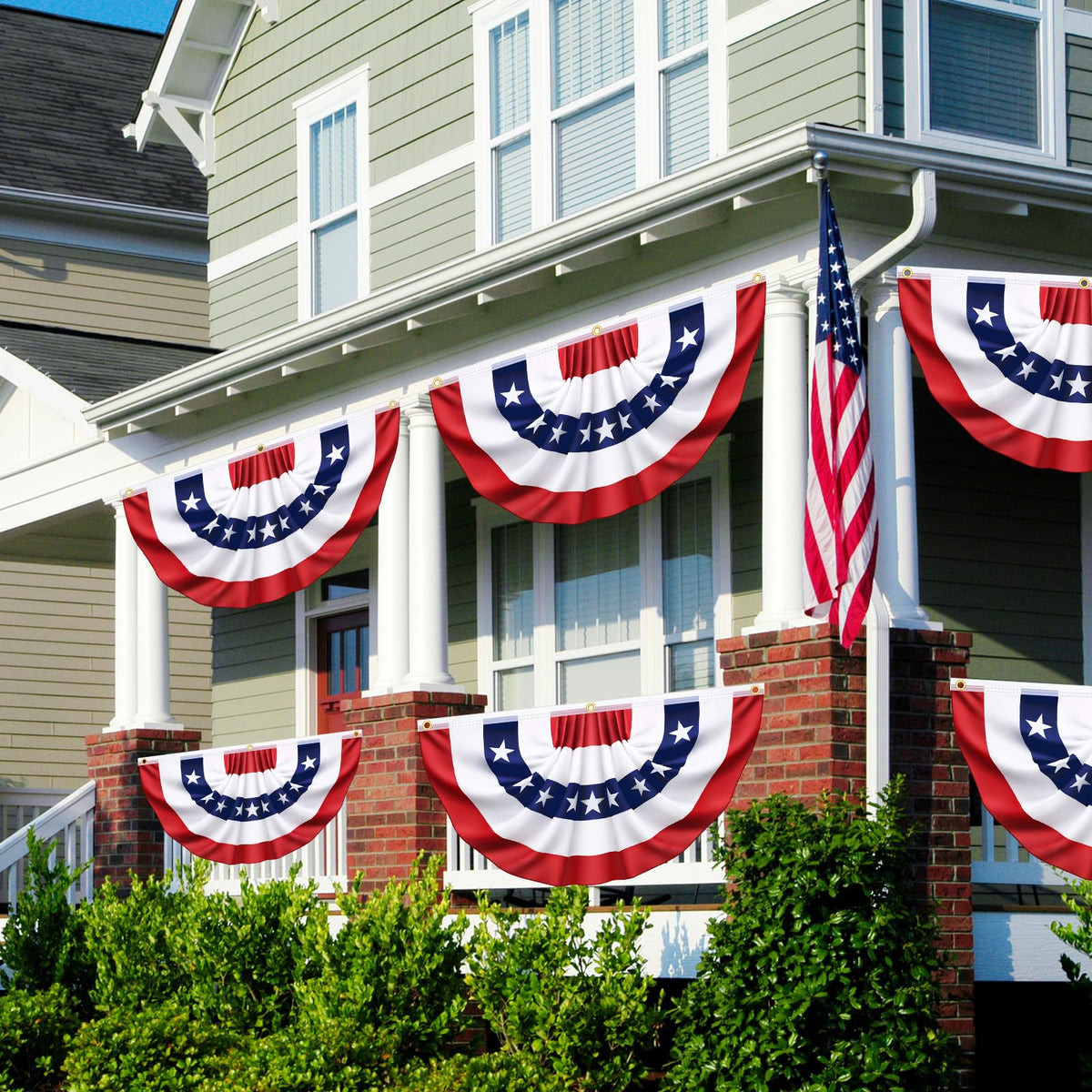 Govetom pleated half fan flag 2-pack ready for outdoor display.