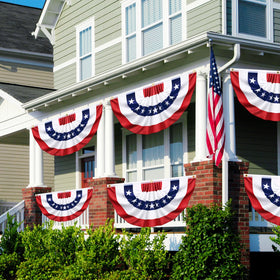 Govetom pleated half fan flag 2-pack ready for outdoor display.