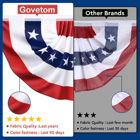 Govetom pleated half fan flag 250th anniversary celebration theme.