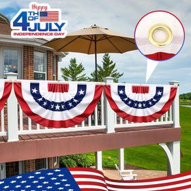 Govetom pleated half fan flag for a 4th of July setup.