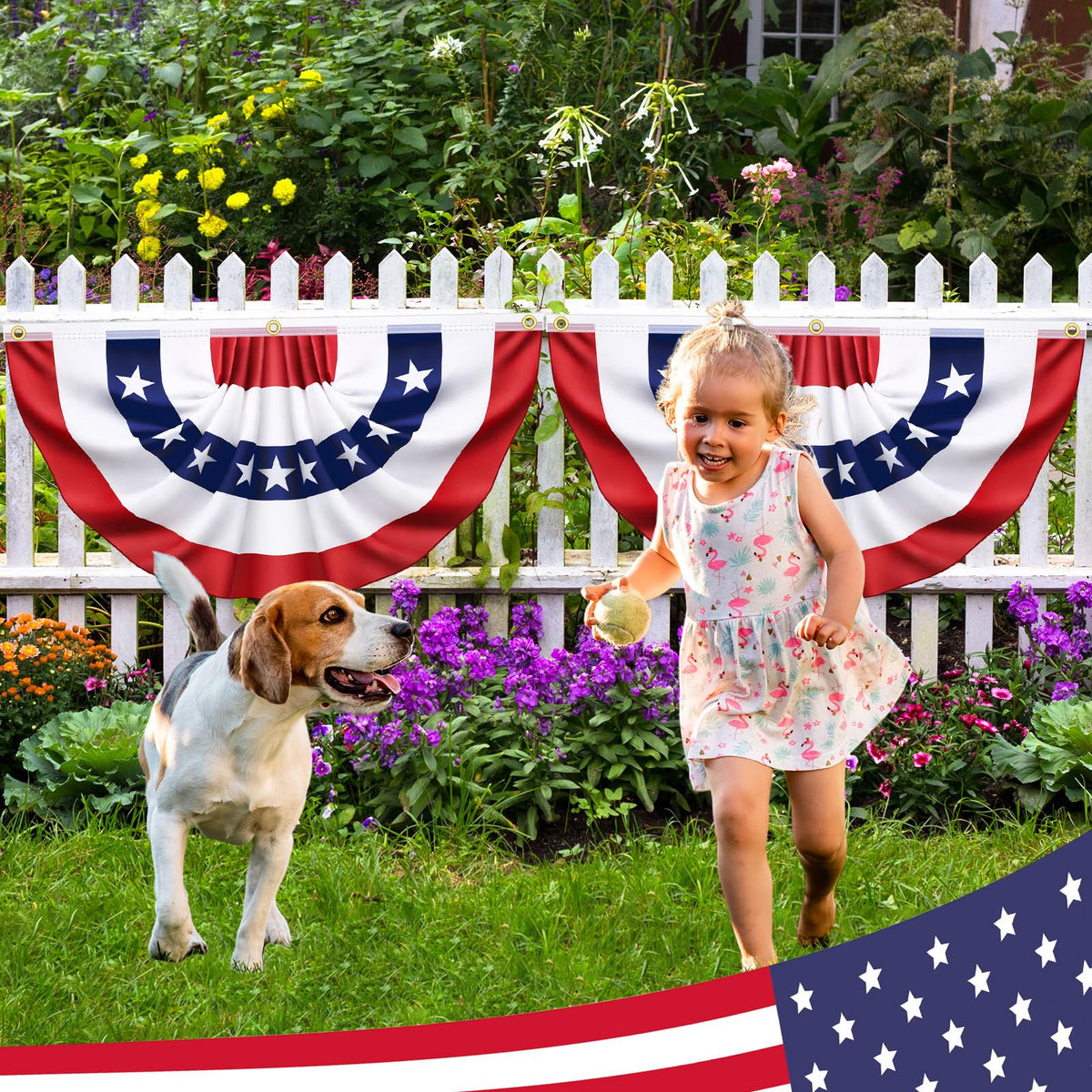 Govetom pleated half fan flag Memorial Day decor year-round.