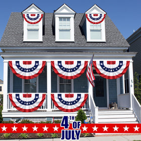 Govetom pleated half fan flag outdoor use on balcony rail.