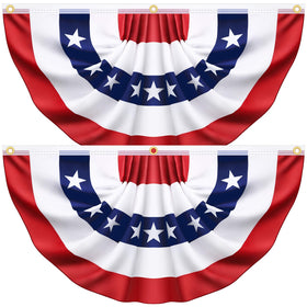 Govetom pleated half fan flag porch display for patriotic curb appeal.
