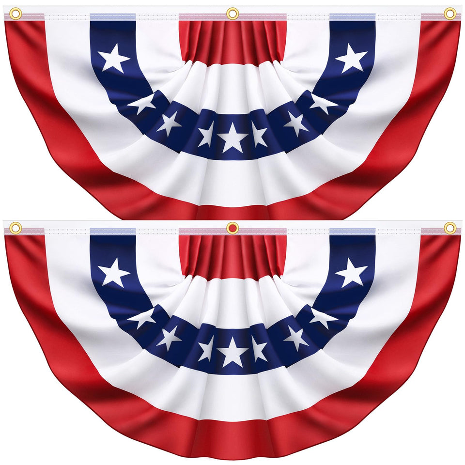 Govetom pleated half fan flag porch display for patriotic curb appeal.