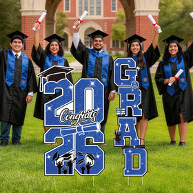 Govpy 2026 grad letters sign emphasizes bold lawn messaging.