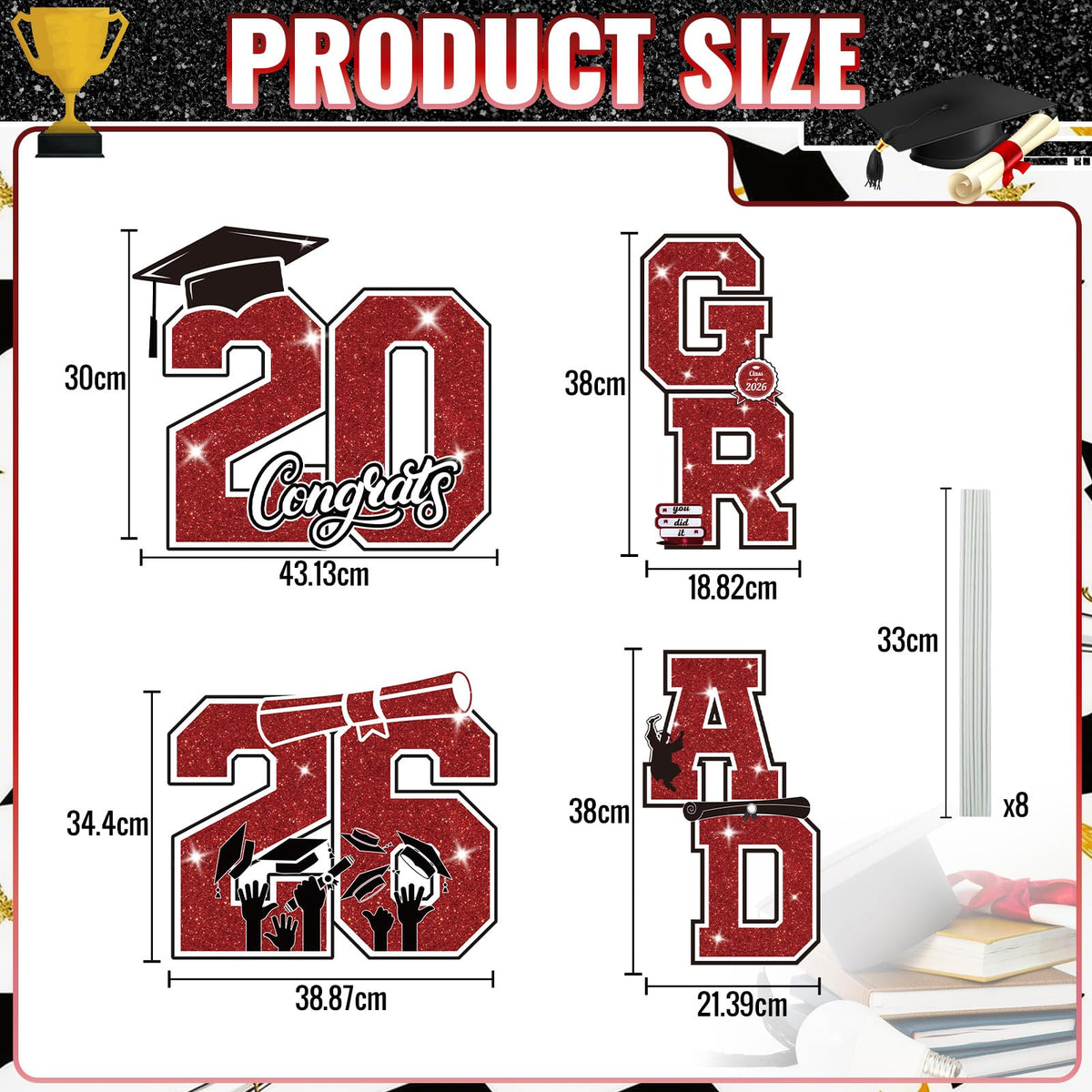 Govpy class of 2026 yard sign stakes support a sturdy, long-lasting lawn display.