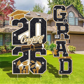 Govpy grad 2026 sign assembly shows bold lawn decor and easy setup.