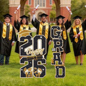 Govpy grad 2026 yard header enhances outdoor party ambiance.