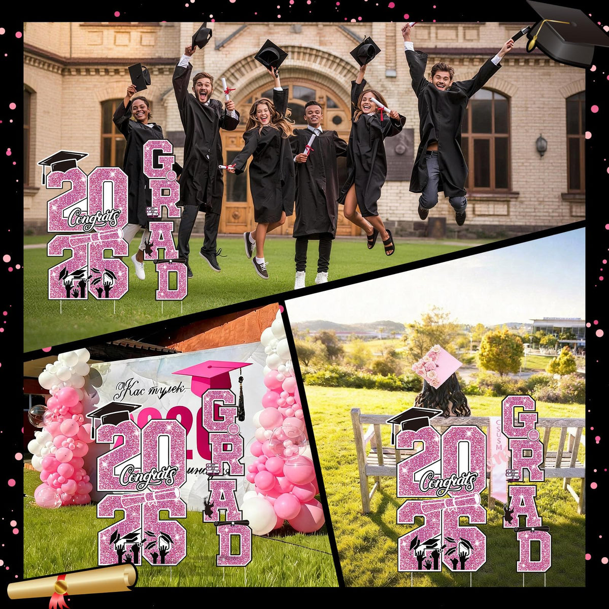 Govpy pink and white decor elevates photo areas and party atmospheres.