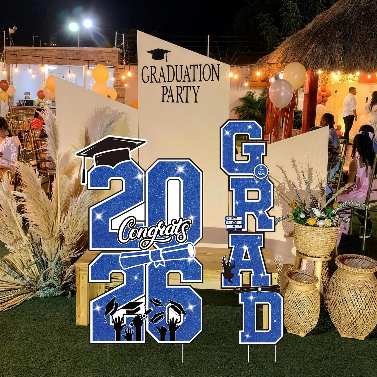 Govpy outdoor grad party decor for a cheerful entrance.