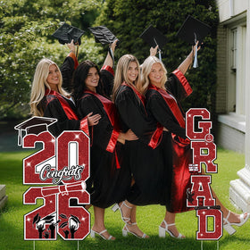 Govpy yard sign photo prop setup helps create a memorable grad party corner.