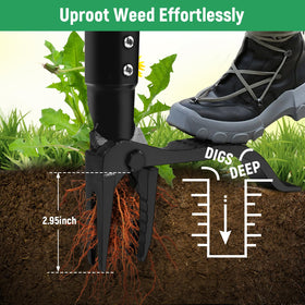 GOXAWEE 4-claw design grips deep-rooted weeds for easier extraction.