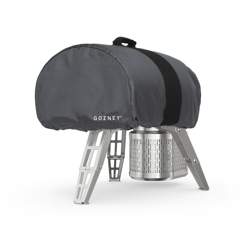 Gozney Roccbox cover with waterproof material protecting the oven from rain