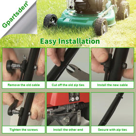 Full-length installation view on rotary mower with Gpartsden drive cable.