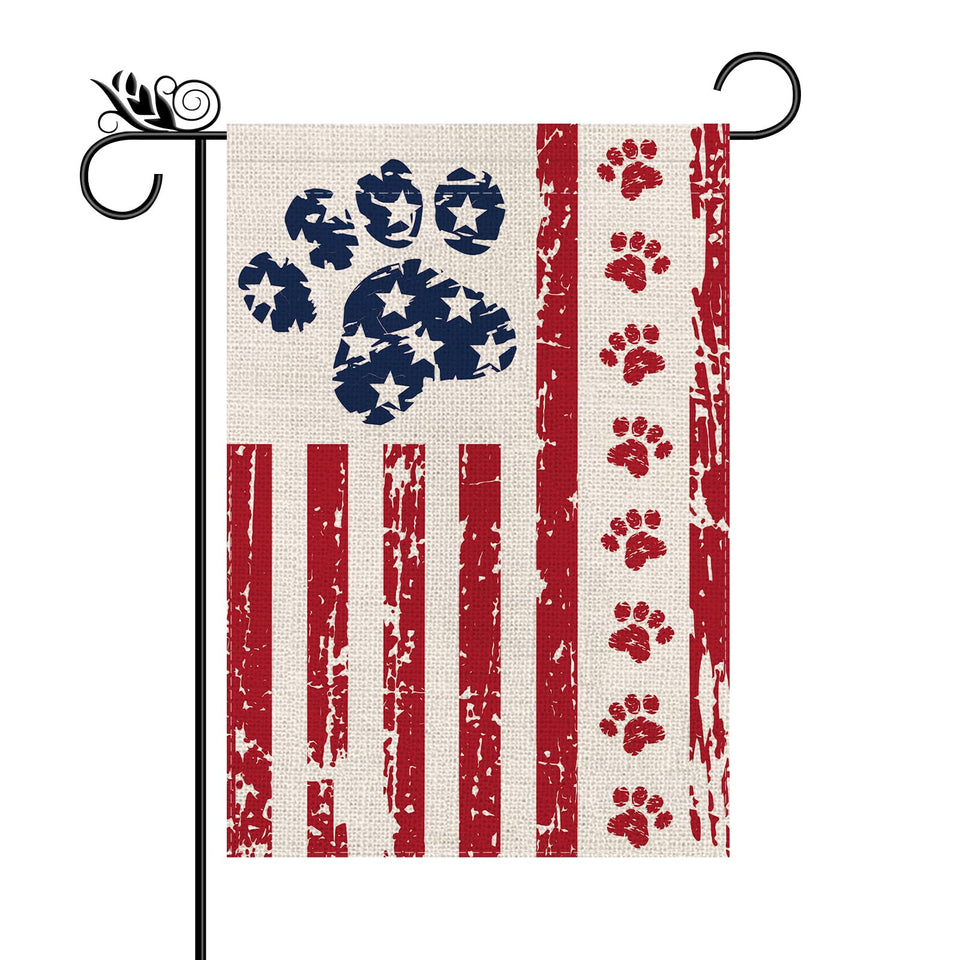 GPGHE 4th of July garden flag dog stars-stripes, vibrant front display for yard