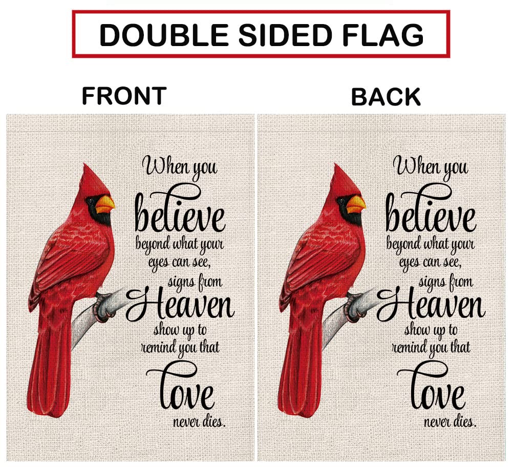 GPGHE Cardinal garden flag outdoors, farmhouse style for patios and yards.