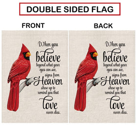 GPGHE Cardinal garden flag outdoors, farmhouse style for patios and yards.