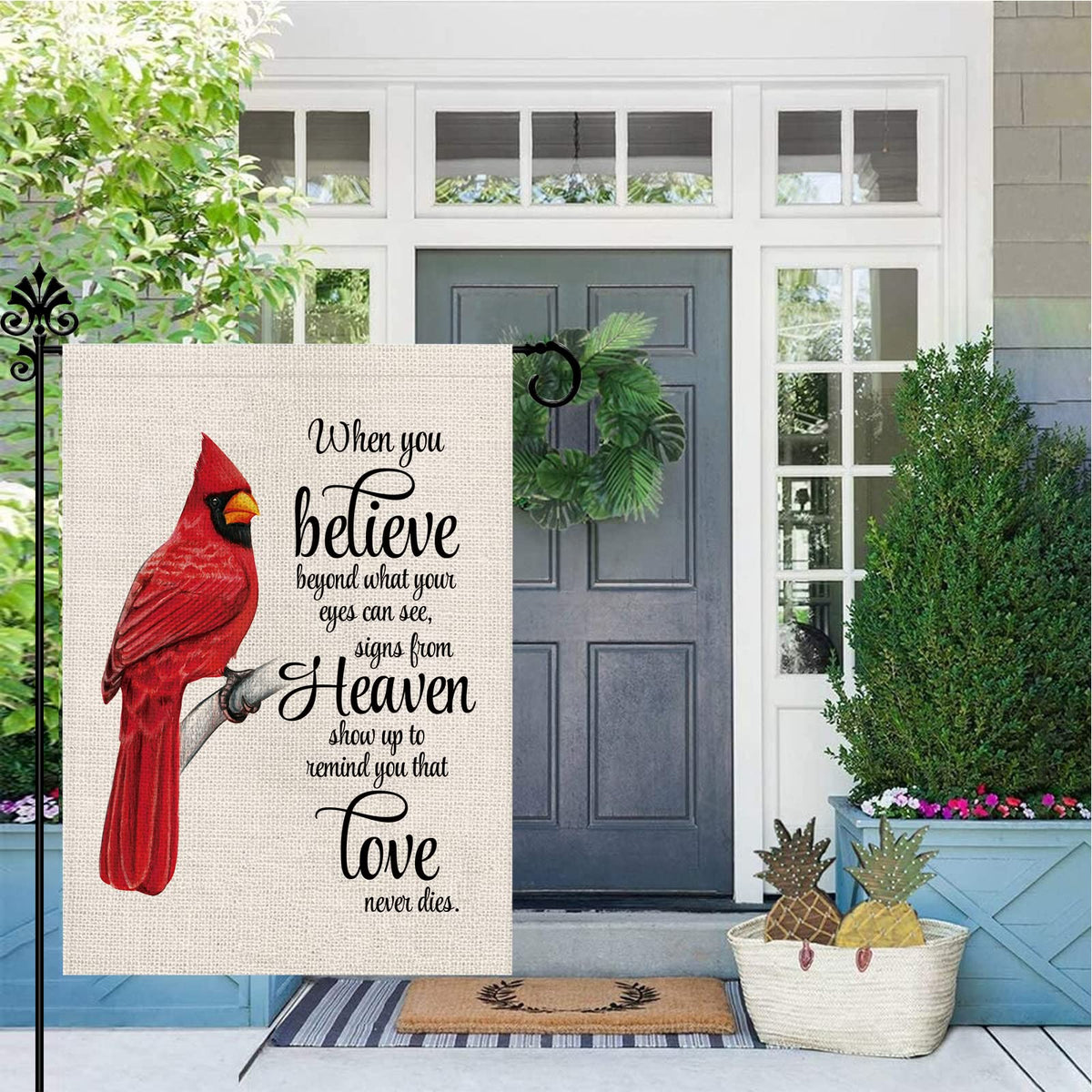 GPGHE Cardinal garden flag with tear-resistant stitching for outdoor durability.