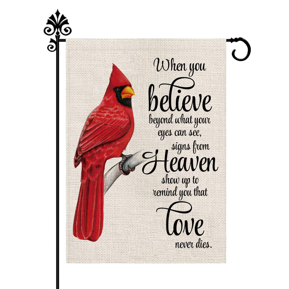 GPGHE Cardinal garden flag vertical double-sided burlap ideal for outdoor display.