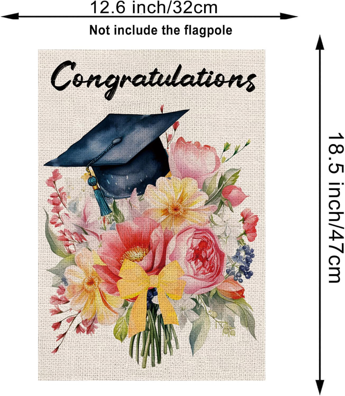 GPGHE Congrats Grad flag back view, double-sided clarity for visible celebration from both sides.