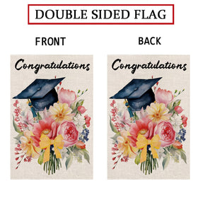 GPGHE Congrats Grad flag fabric texture, premium polyester finish resists fading in windy conditions.
