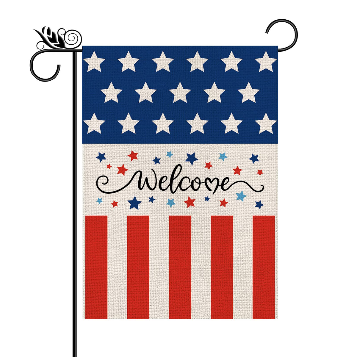 GPGHE Fourth of July garden flag with stars and stripes, outdoor yard decor.