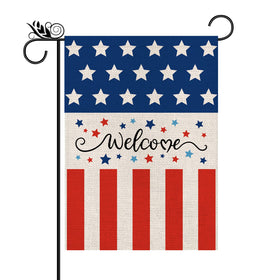 GPGHE Fourth of July garden flag with stars and stripes, outdoor yard decor.