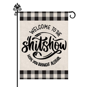 GPGHE funny garden flag double-sided Welcome to The Shitshow for outdoor decor.