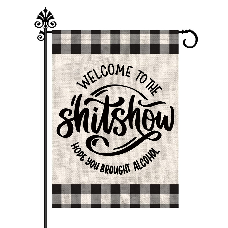 GPGHE funny garden flag double-sided Welcome to The Shitshow for outdoor decor.