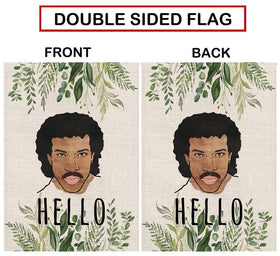 GPGHE Hello Funny Garden Flag fabric closeup highlights durable polyester.