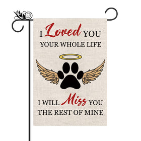 GPGHE memorial garden flag with dog paw outdoors adds welcoming charm