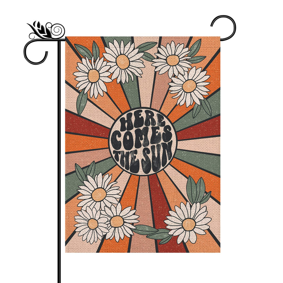 GPGHE Summer Garden Flag Vintage Daisy front view for outdoor decor