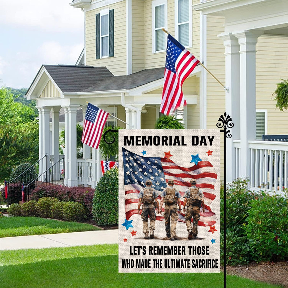 GPGHE veterans-themed flag adds welcoming charm to yard or porch.